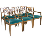 22.5" Finished Vintage Chair Set of 6 with Custom Upholstery  #08573