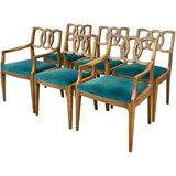 22.5" Finished Vintage Chair Set of 6 with Custom Upholstery  #08573