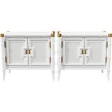 27.5" Unfinished 2 Door Vintage Bamboo Style Side Table Set of 2 #08833