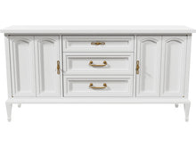 Load image into Gallery viewer, 64&quot; Unfinished 3 Drawer 2 Door White Fine Furniture Vintage Buffet #08201

