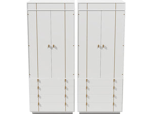 31.5" Unfinished 2 Door 4 Drawer Vintage Cabinet Set of 2 #08241
