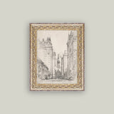 New York Sketch Framed Antique Art