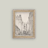 New York Sketch Framed Antique Art