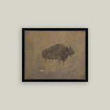 Buffalo in a Sandstorm Framed Antique Art