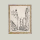 New York Sketch Framed Antique Art