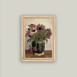 Mauve Floral Framed Antique Art