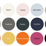 MegMade in-house paint color card with all 15 color names