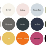 MegMade in-house paint color card with all 15 color names