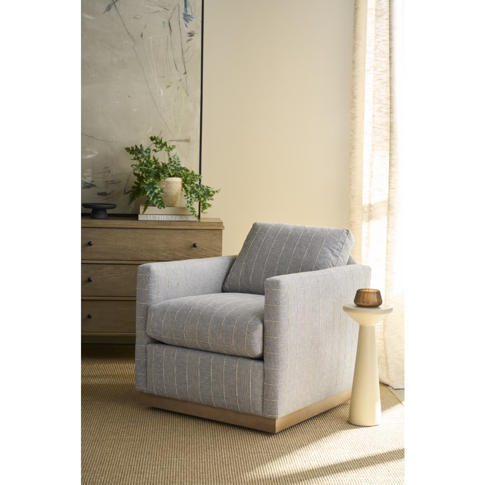 32" Allie Swivel Chair — Indigo Kid-proof Stripe — Fabric RA251-52 | Rowe Quick Ship — additional Rowe photo 1
