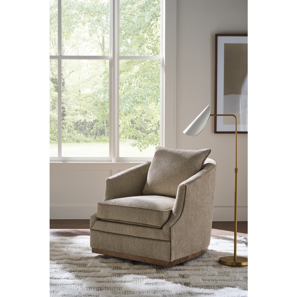 31" Emmerson Swivel Chair — Fabric RV107-28 | Rowe Quick Ship — Rowe room and detail photo