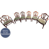 20" Unfinished Vintage Shield Back Chair Set of 6 #07602