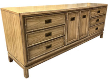 Load image into Gallery viewer, 78&quot; Finished in Black Gloss 2 Door 6 Drawer Thomasville Vintage Bamboo Style Buffet #07606
