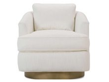 Load image into Gallery viewer, Kaylee Aged Brass Down-Blend Cushion Swivel Chair
