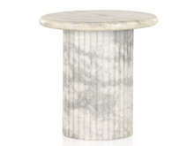 Load image into Gallery viewer, Oranda Marble End Table - Polished White Marble

