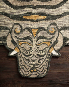 Macau Hooked Faux-Tiger Wool Area Rug