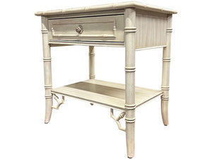 24" Finished 1 Drawer Thomasville Vintage Bamboo Style Single Side Table #07958