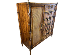 45" Finished 6 Drawer 1 Door Stanly Furniture Vintage Bamboo Style Tallboy #07967: At Munster, IN Location