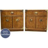 24" Unfinished 2 Door 1 Drawer Vintage 2 Side Table Set #08117