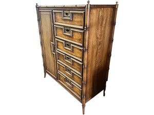 45" Finished 6 Drawer 1 Door Stanly Furniture Vintage Bamboo Style Tallboy #07967: At Munster, IN Location