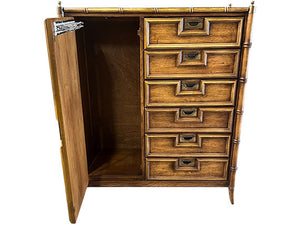 45" Finished 6 Drawer 1 Door Stanly Furniture Vintage Bamboo Style Tallboy #07967