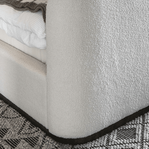 Avery textured upholstered cream bed
