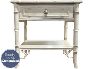 24" Finished 1 Drawer Thomasville Vintage Bamboo Style Single Side Table #07958