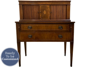 36.5" Unfinished 2 Drawer 2 Door Genuine Mahogany Vintage Desk #05670