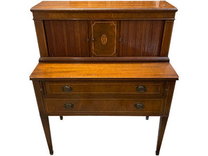 36.5" Unfinished 2 Drawer 2 Door Genuine Mahogany Vintage Desk #05670