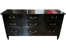 Load image into Gallery viewer, 64&quot; Painted Black Gloss 9 Drawer Heirloom Dresser #07014
