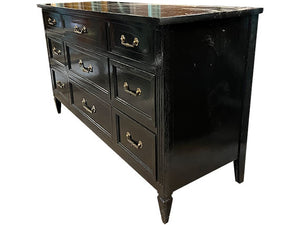 64" Painted Black Gloss 9 Drawer Heirloom Dresser #07014