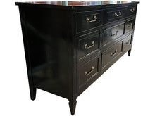 Load image into Gallery viewer, 64&quot; Painted Black Gloss 9 Drawer Heirloom Dresser #07014
