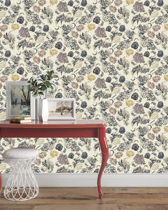 Let it Grow - Cream Botanical Wallpaper SAMPLE